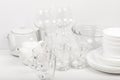 Set of white dishes . table wear Royalty Free Stock Photo