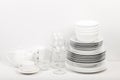 Set of white dishes . table wear Royalty Free Stock Photo