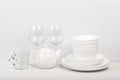 Set of white dishes . table wear Royalty Free Stock Photo