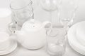 Set of white dishes . table wear Royalty Free Stock Photo