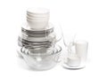 Set of white dishes . table wear Royalty Free Stock Photo