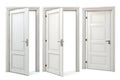 Set of white doors in various stages of opening Royalty Free Stock Photo