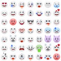 Set of White Emoticons. White Smile Icons