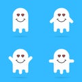 Set of white enamored ghost emoji