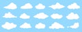 Set of White Flat Cloud Icons Isolated on Blue Background Royalty Free Stock Photo