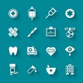 Set of white flat medical icons. Royalty Free Stock Photo