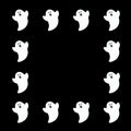 Set of white ghosts isolated on black color background. Halloween ornament is colorful Tones Royalty Free Stock Photo