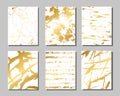 Set of white and gold flyers. Modern abstract design. Hand drawn