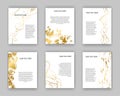 Set of white and gold flyers. Modern abstract design. Hand drawn