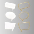 Set of white and golden speech bubble. Dialogue concept design.