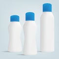 SET of white gray beauty/cosmetic product bottle with blue cap