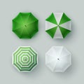 Set of White Green Rain Umbrella Parasol Sunshade