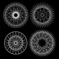 Set of white guilloche, decorative elements, black and white Royalty Free Stock Photo