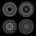 Set of white guilloche, decorative elements, black and white Royalty Free Stock Photo