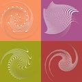 set of white helical, spiraling, curl and curly shapes. spiral, twirl, swirl illustration. twine design elements over single-color