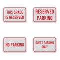 Set of white horizontal signs for parking zone. Royalty Free Stock Photo