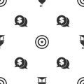 Set White House, American star shield and Coin money with dollar on seamless pattern. Vector Royalty Free Stock Photo