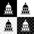 Set White House icon isolated on black and white, transparent background. Washington DC. Vector Royalty Free Stock Photo