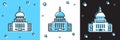 Set White House icon isolated on blue and white, black background. Washington DC. Vector Royalty Free Stock Photo
