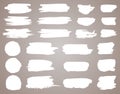 Set of white ink vector stains. Vector black paint, ink brush stroke, brush, line or round texture. Dirty artistic Royalty Free Stock Photo