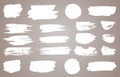 Set of white ink vector stains. Vector black paint, ink brush stroke, brush, line or round texture. Dirty artistic Royalty Free Stock Photo