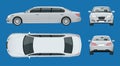 Set of white limousines isolated on white. Template limousine icon vector. Premium people transportation. Viev , front Royalty Free Stock Photo