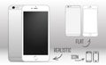 Set of white mobile smartphone with blank screen on white background,