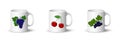 Set of White Mugs with Berries