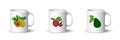 Set of White Mugs with Fruit