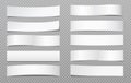 Set of white note, notebook paper pieces, reminder tapes are on grey squared background. Vector illustration Royalty Free Stock Photo