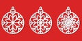 Set of white paper cut graphic vector Christmas bauble icons iso Royalty Free Stock Photo