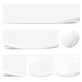 Set of white paper stickers with curled corners Royalty Free Stock Photo