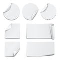 Set of white paper stickers on white background Royalty Free Stock Photo