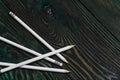 A set of white pencils for school. They lie on pine boards Royalty Free Stock Photo