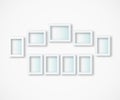 Set of white photo frames on gray background Vector Royalty Free Stock Photo