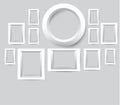 Set of white photo frames. Vector collection of blank photo frames on a gray background. Royalty Free Stock Photo