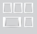 Set of white photo frames. Vector collection of blank photo frames on a gray background. Royalty Free Stock Photo