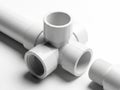 Collection of white plastic pipe connectors and fittings Royalty Free Stock Photo
