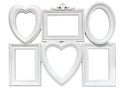 Set of white plastic welded frames for photos