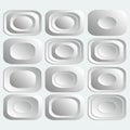 Set of white rectangular buttons for internet