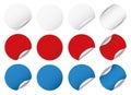 set of white, red and blue round sticker banners Royalty Free Stock Photo