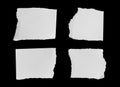 Set of White ripped piece of paper isolated on black background with clipping path Royalty Free Stock Photo