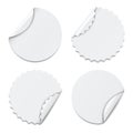 Set of white round paper stickers on white background. Vector illustration Royalty Free Stock Photo