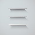 Set of white shelfs on a wall. vector illustration Royalty Free Stock Photo