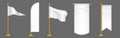 Set of white silk flags on golden poles Royalty Free Stock Photo