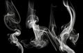 Set White Smoke On Black Background. Generative AI Royalty Free Stock Photo