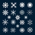 Large Snowflake Vector Icon Set - Simple And Elegant Royalty Free Stock Photo