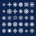 Bold Snowflake Vector Icon Set On Blue Background Royalty Free Stock Photo
