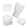 Set of white Square Boxes. Vector Realistic Cardboard package for software, electronic device or gift pack