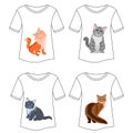 Set of white t-shirts with cats. Royalty Free Stock Photo